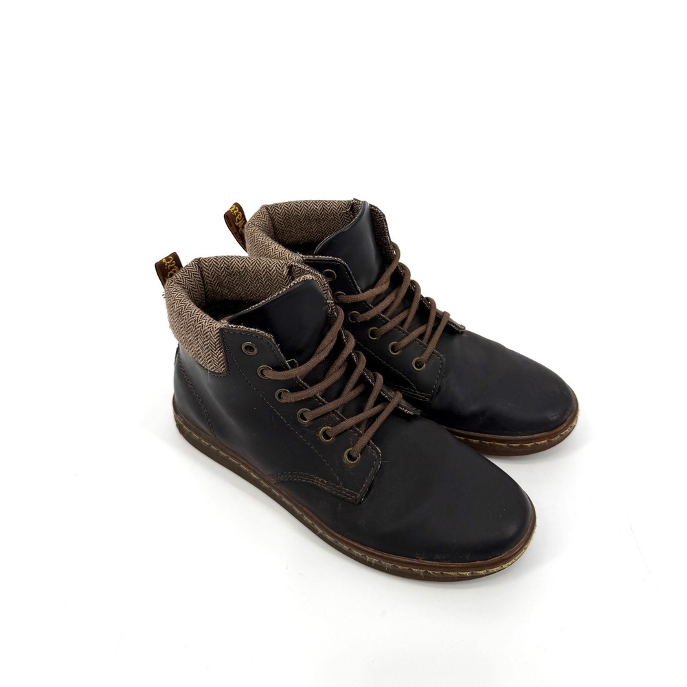Dr. Martens Maelly Boots Womens Size 8 Black Nubuck Ankle Combat Herringbone